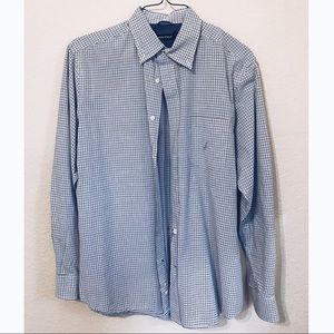 Nautica Dress Button up shirt Blue plaid EUC